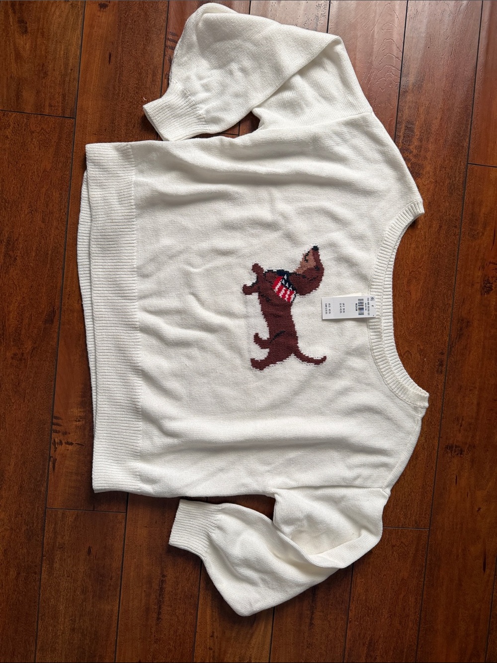 GAP White Sweater with Brown Dachshund Graphic